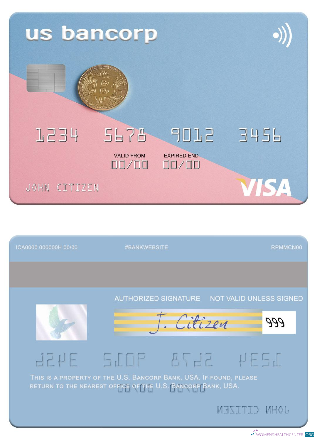 Download USA U.S. Bancorp Bank visa card Photoshop template